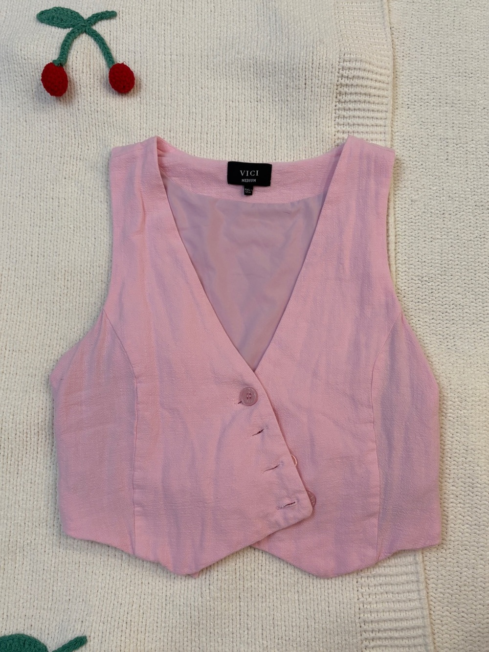 🫧🫧 Vici Light Pink V-Neck Asymmetrical Vest Top 🫧